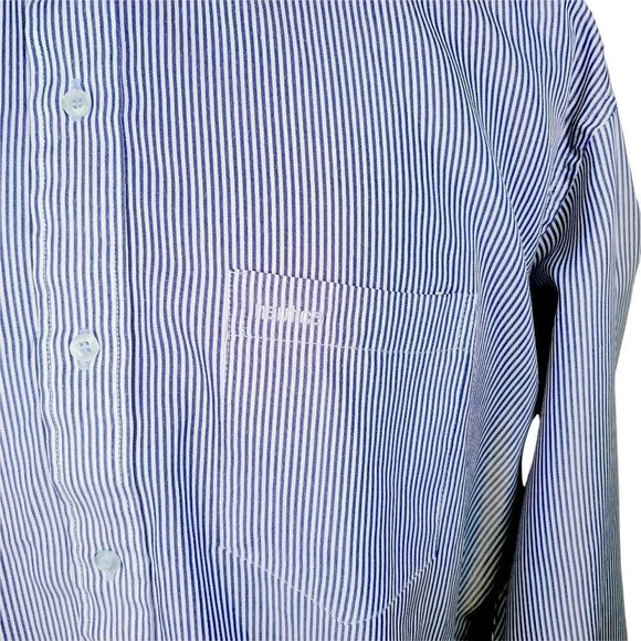 Nautica Button  Down Dress Shirt, White Blue Stripes Business, Office, Work - Picture 3 of 8